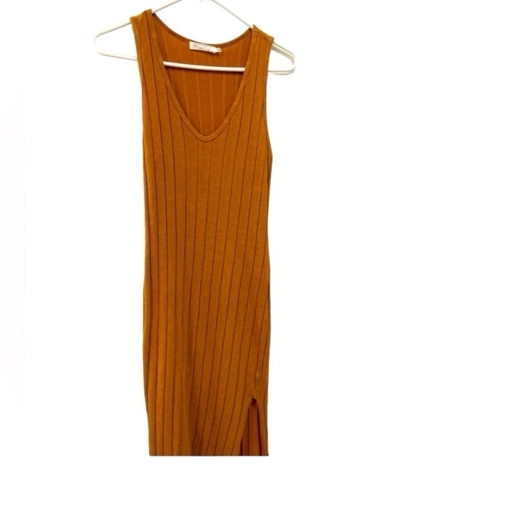 All in Favor ribbed maxi bodycon dress rust color size small